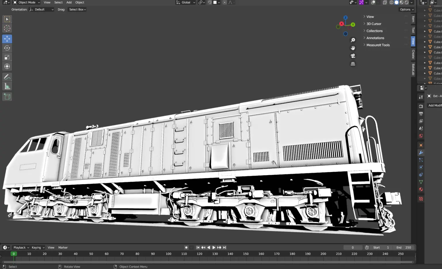 CC 203, GE U20C: Clay render (Roblox train model by Meshly)